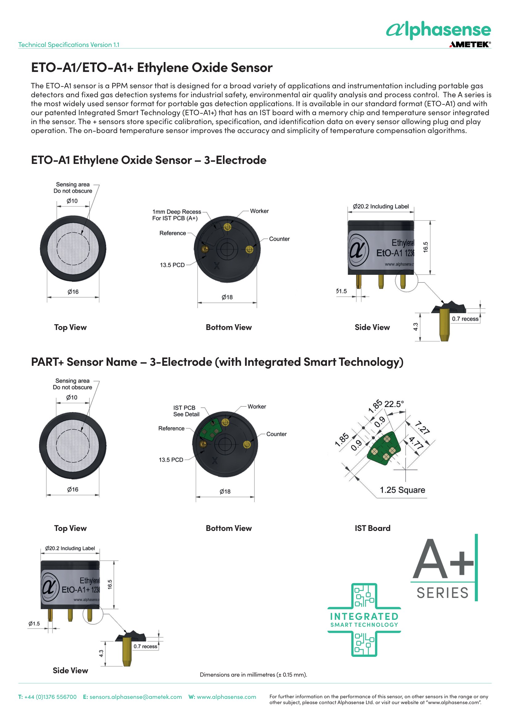 ETO-A1 Alphasense сенсор Оксида Этилена С2H4O