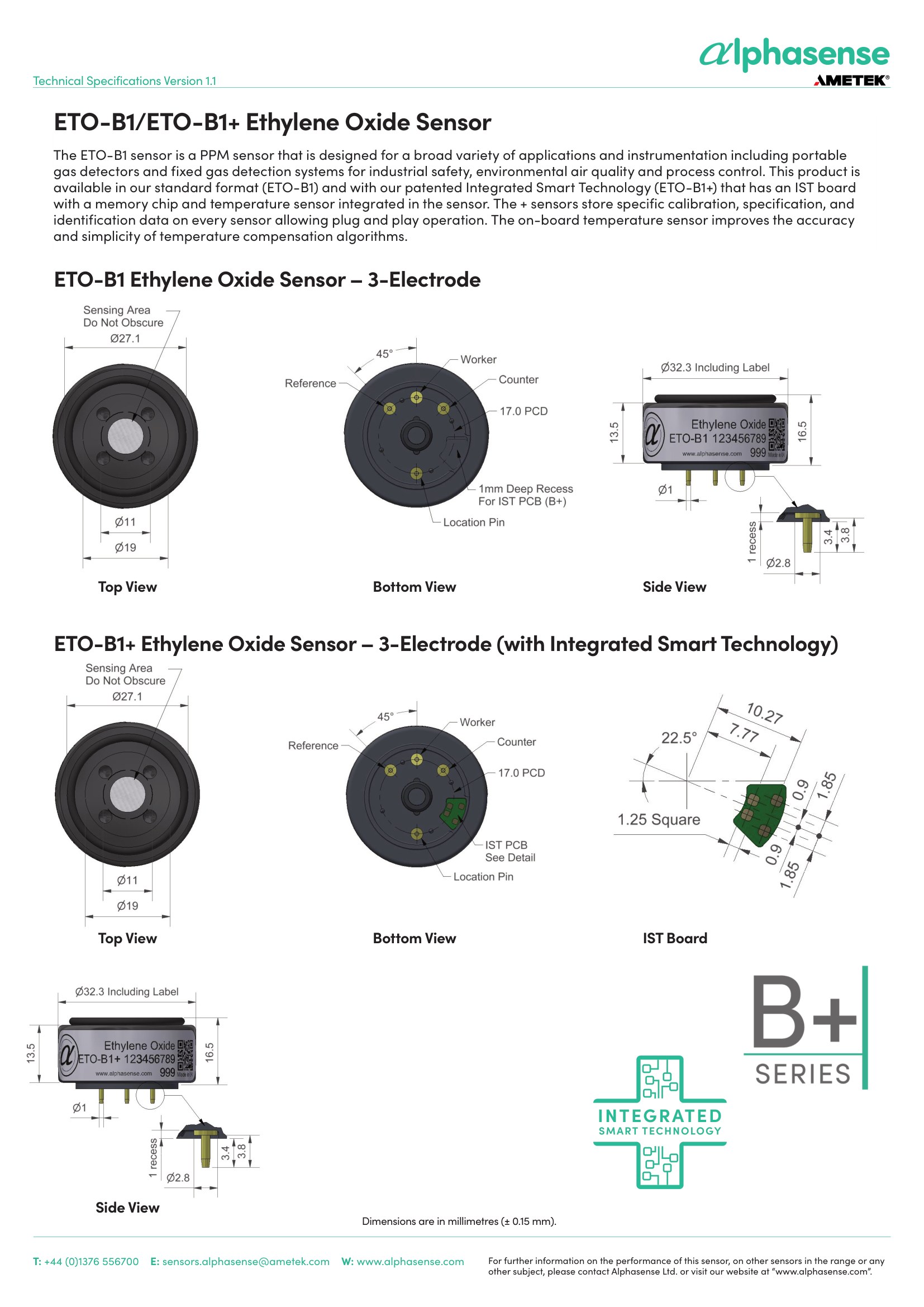 ETO-B1 Alphasense сенсор Оксида Этилена С2H4O
