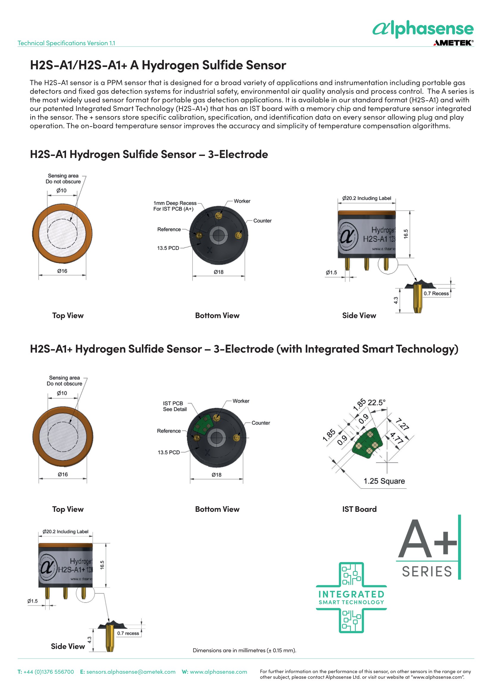 H2S-A1 Alphasense сенсор Сероводорода H2S