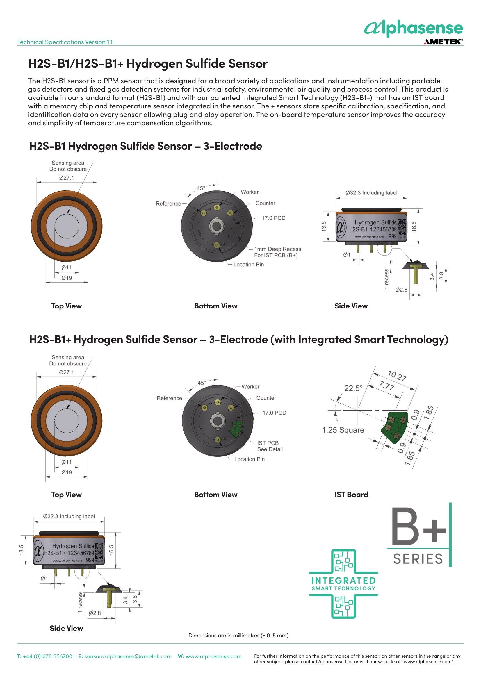 H2S-B1 Alphasense сенсор Сероводорода H2S