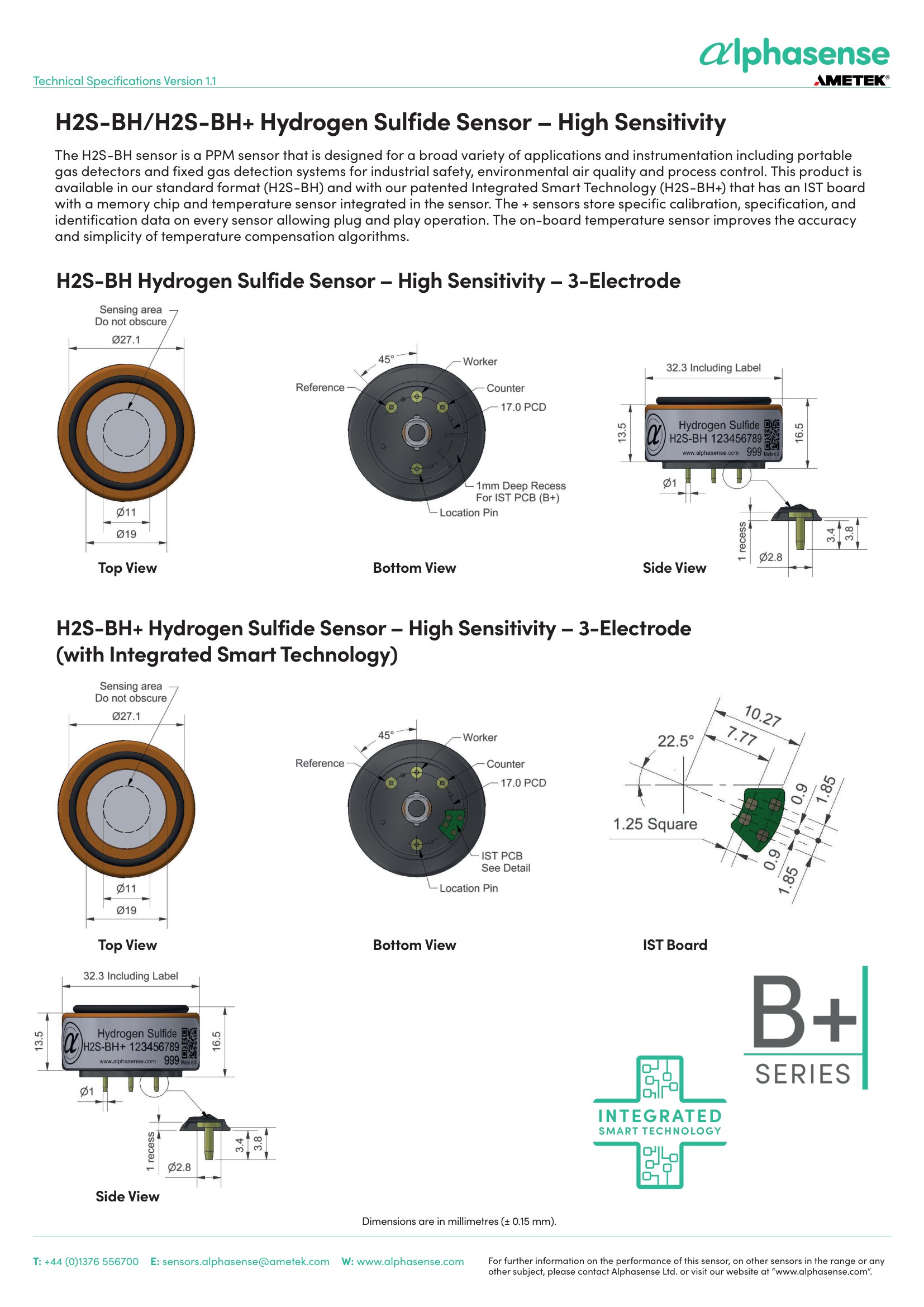 H2S-BH Alphasense сенсор Сероводорода H2S