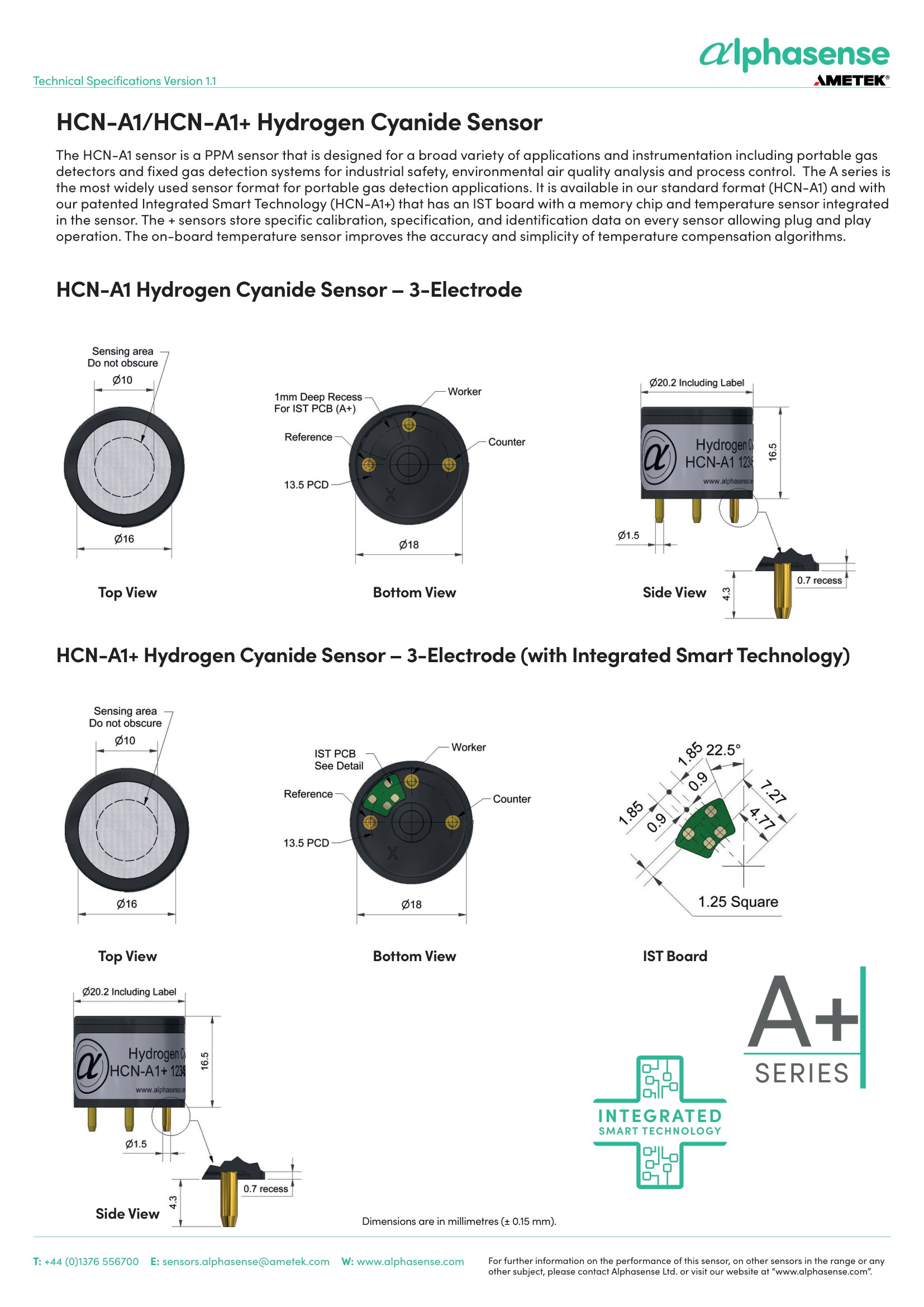 HCN-A1 Alphasense сенсор Синильной кислоты HCN
