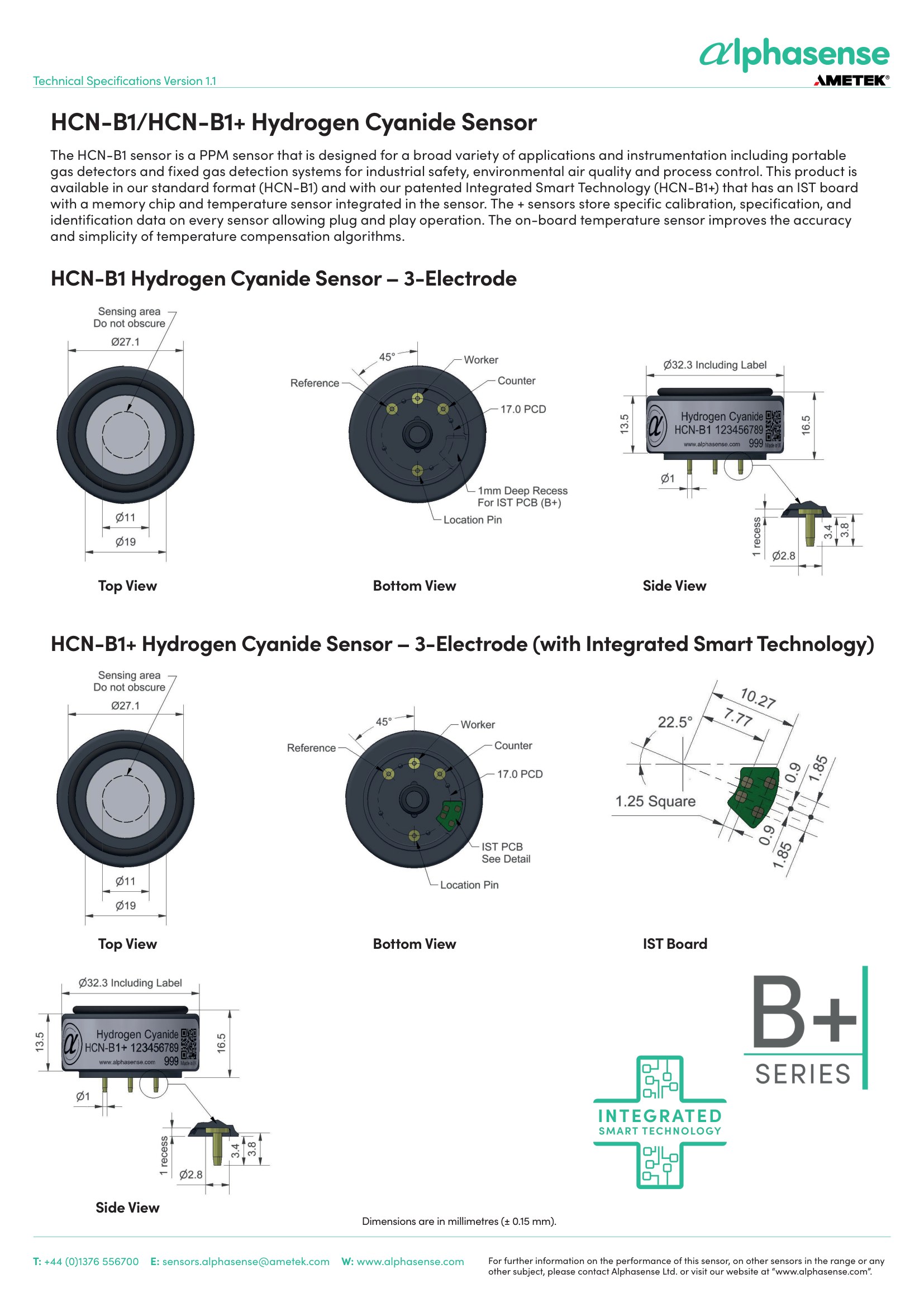 HCN-B1 Alphasense сенсор Синильная кислота HCN