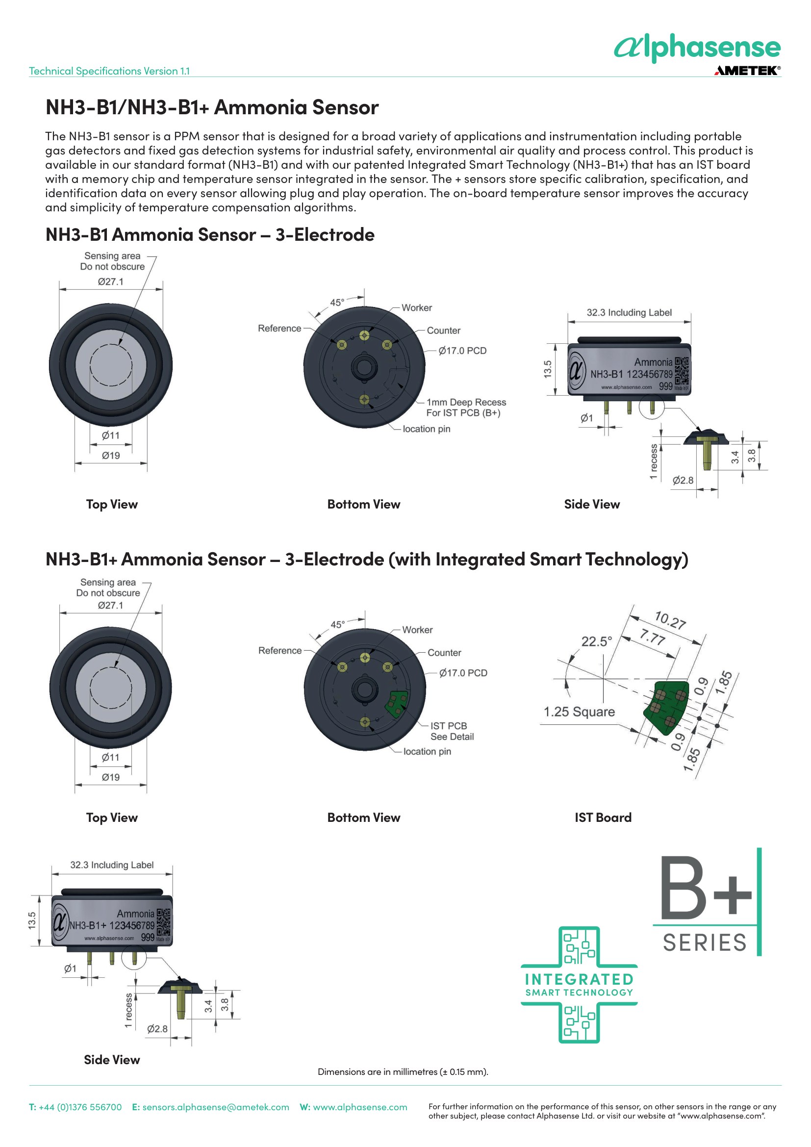 NH3-B1 Alphasense сенсор Аммиака NH3