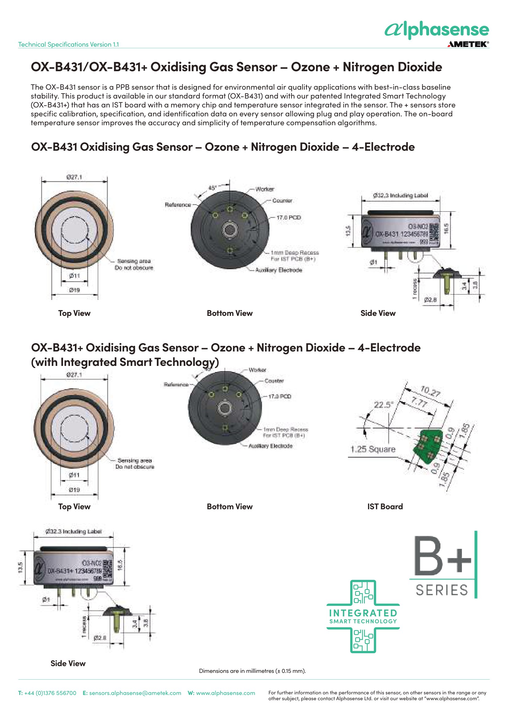 OX-B431 Alphasense сенсор Озона О3