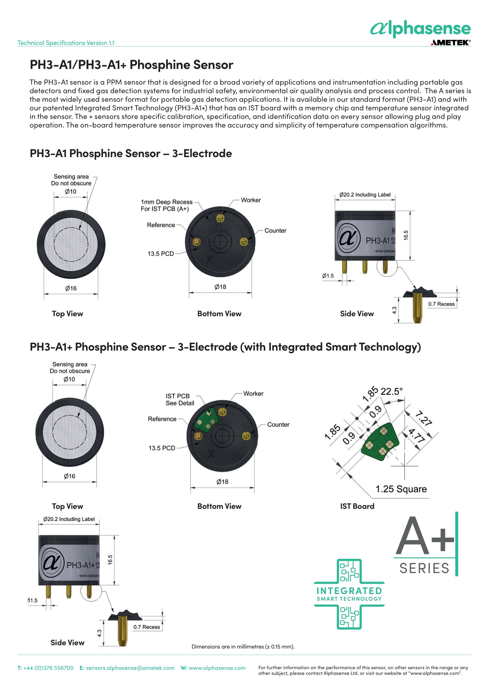 PH3-A1 Alphasense сенсор Фосфина PH3