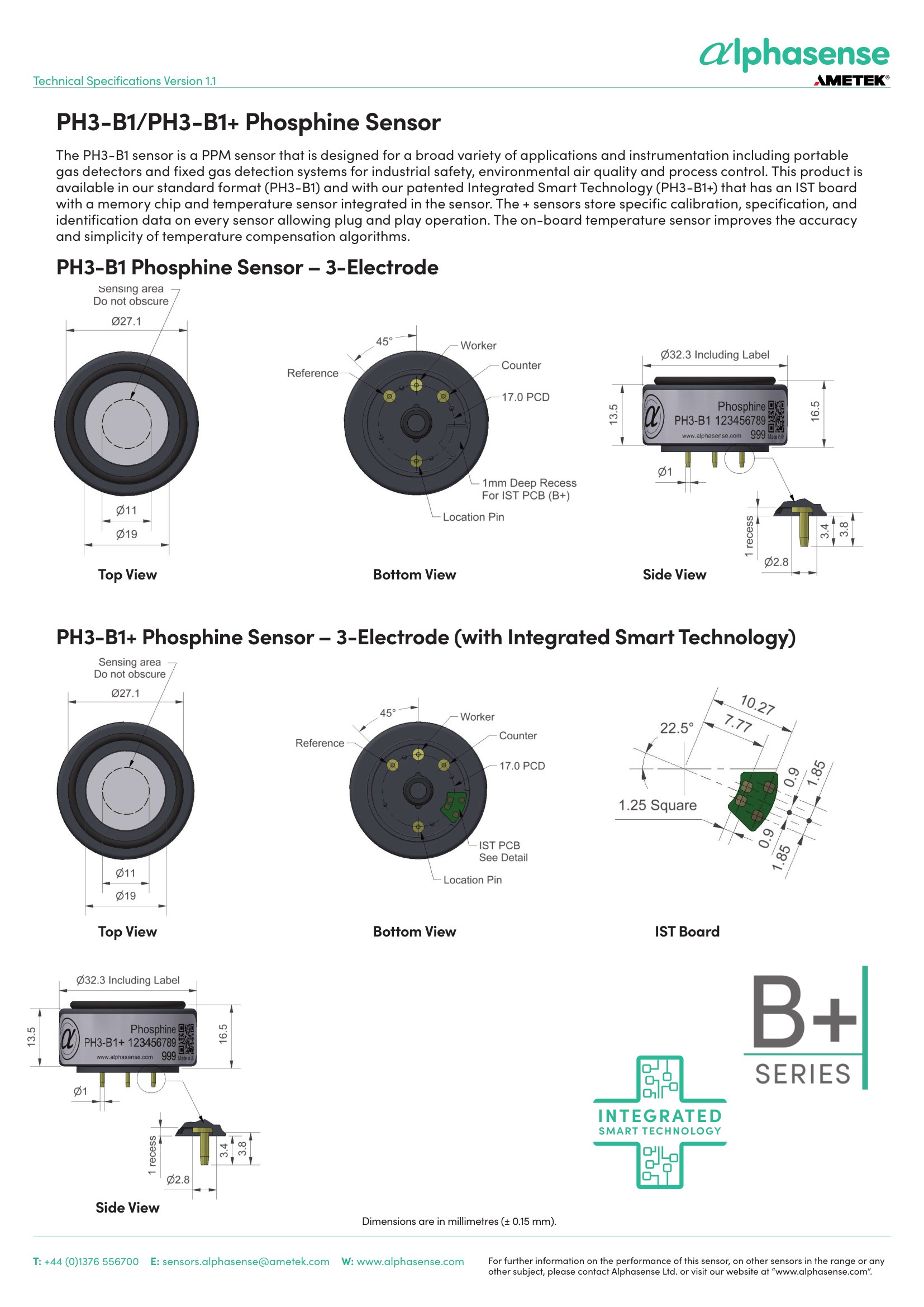 PH3-B1 Alphasense сенсор Фосфина PH3
